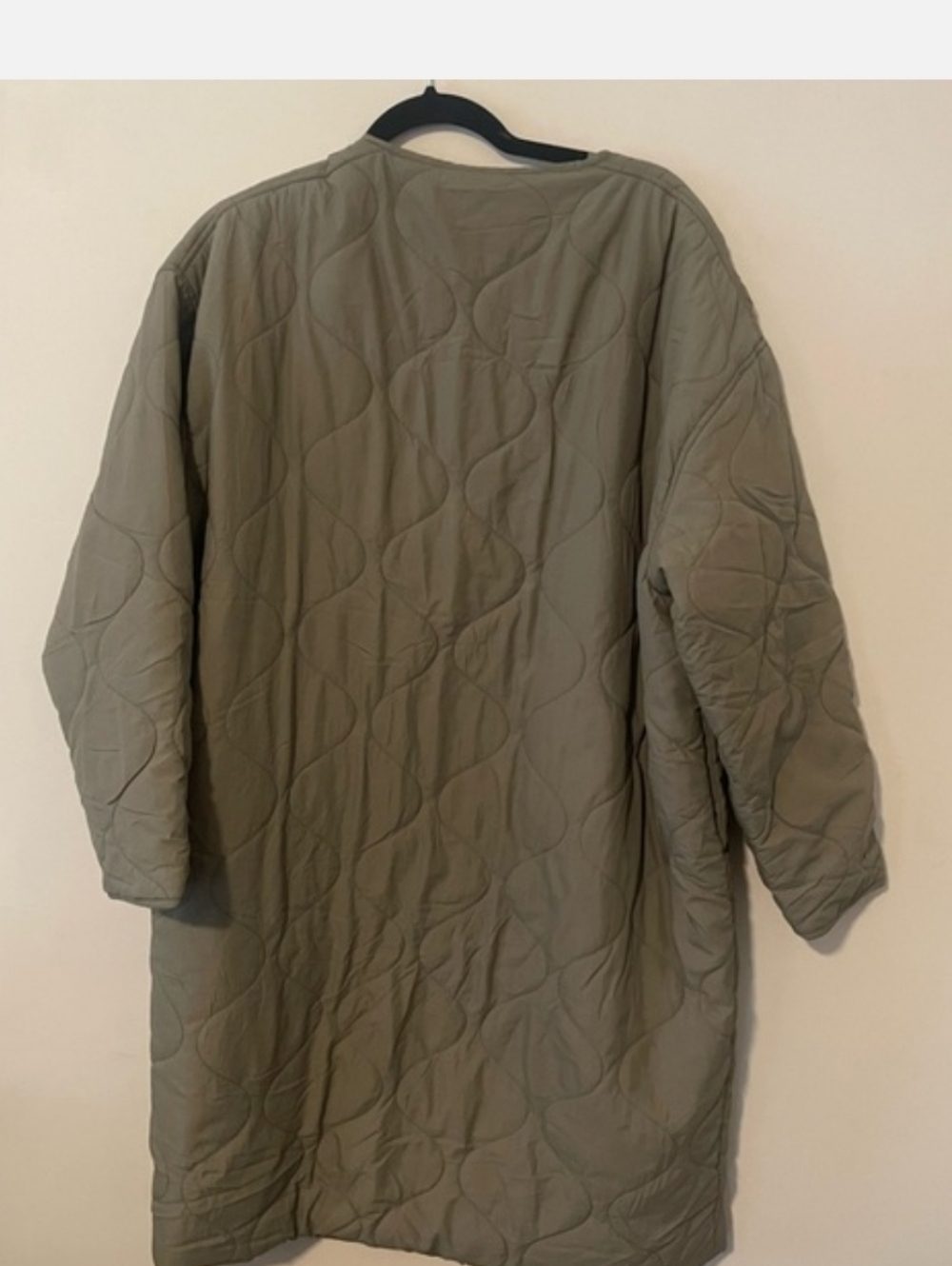 Oak + Fort Quilted Long Coat in Sage Green - Women's Lightweight Jacket XS/S - Picture 4 of 4